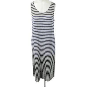 Elliott Lauren Knit Midi Tank Dress Size XS Stripe Slits Stretch Summer Gray